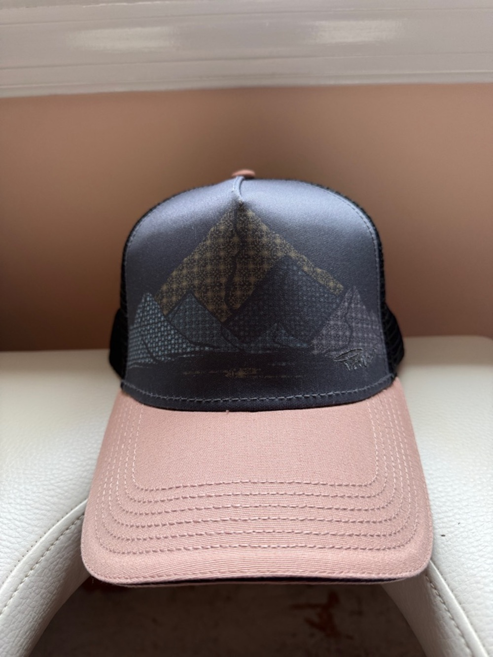 Women's Trucker Hat - Dusty Pink Brim with Black Front Panel